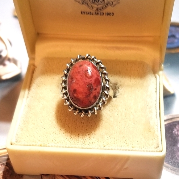 VTG Red Ocean Jasper Hand Crafted Sterling Ring - Picture 3 of 8